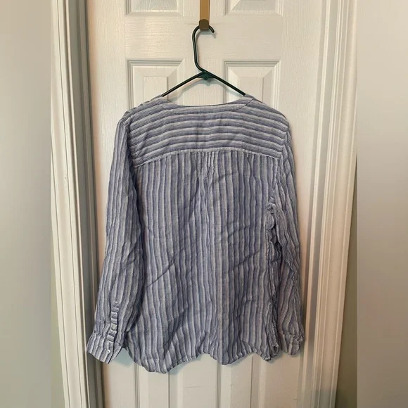 Talbots Striped Linen Popover - Picture 3 of 5